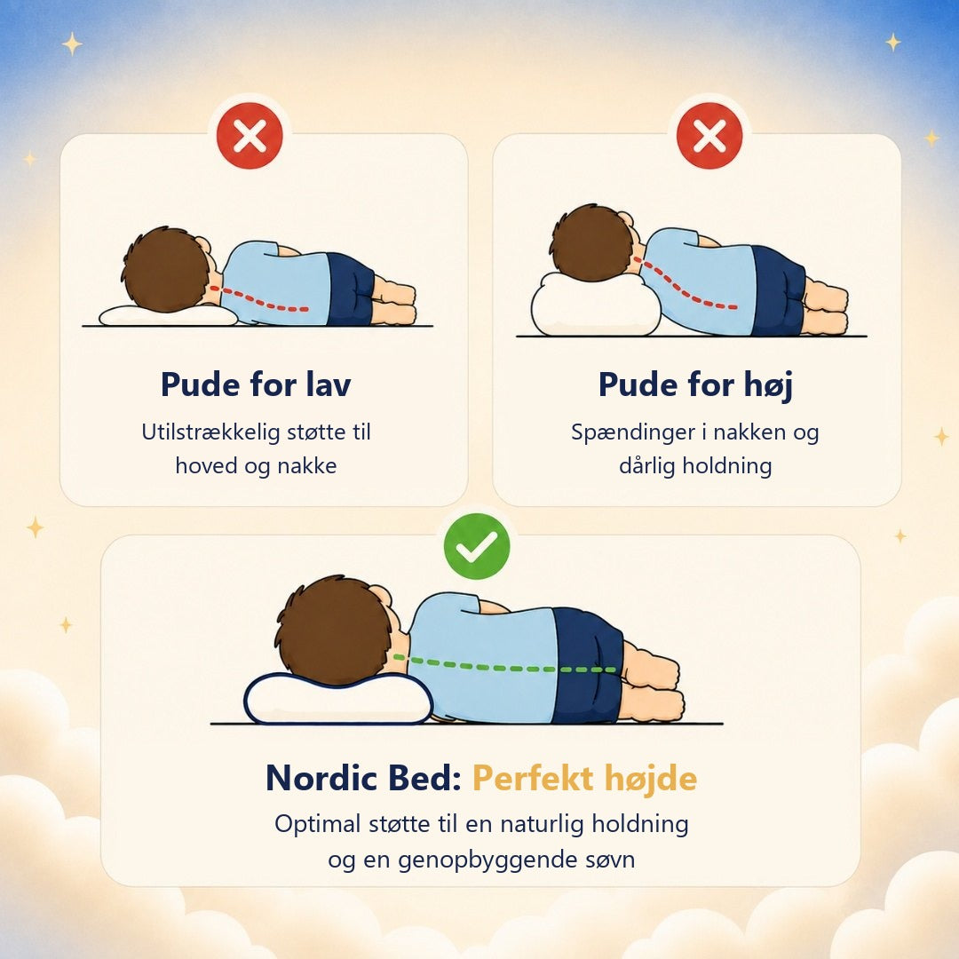 En voksenpude er ikke tilpasset et barns krop.